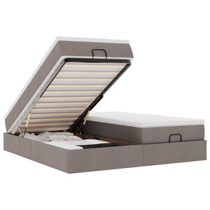 vidaXL Struttura Letto Pouf con Materassi Tortora 160x200cm in Tessuto