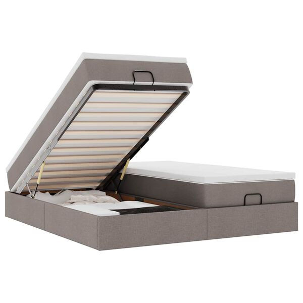 vidaXL Struttura Letto Pouf con Materassi Tortora 160x200cm in Tessuto