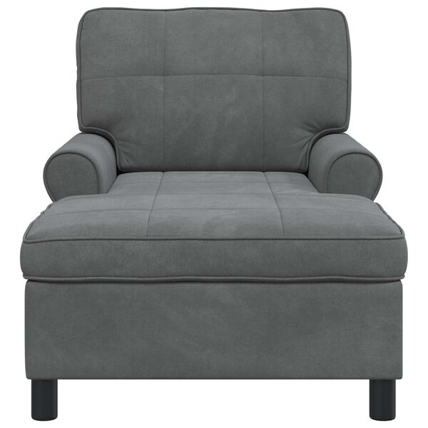 vidaXL Chaise Lounge con cuscino Grigio scuro 91 x 157 x 91 cm Velluto