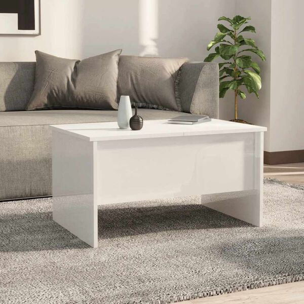 vidaXL Tavolino Salotto Bianco Lucido 80x50x42,5 cm Legno Multistrato