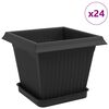 vidaXL Vasi per Piante 24 pz Nero Plastica