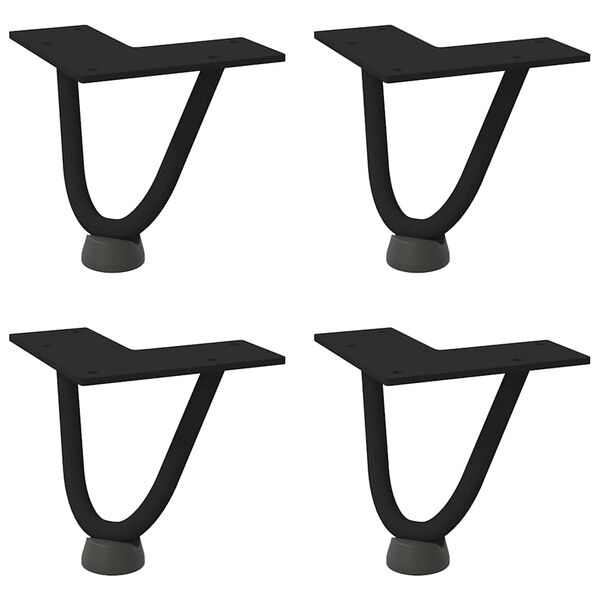 vidaXL Gambe a forcina per tavolino da caffè 4 pz nere 10 cm in acciaio massiccio