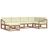 vidaXL Set di divani da esterno con cuscino 6 pcs Naturale e Crema