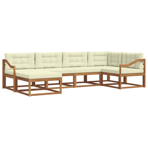 vidaXL Set di divani da esterno con cuscino 6 pcs Naturale e Crema