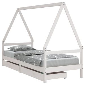vidaXL Giroletto Bambini con Cassetti Bianco 80x200cm Massello di Pino