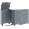 vidaXL Copribidone con Ruote per 3 Bidoni Grigio 207x79x117cm Acciaio