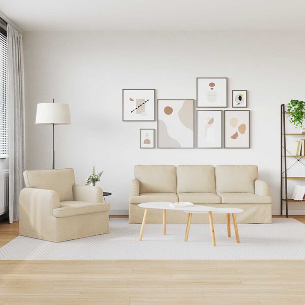 vidaXL Divano 2 pcs Crema