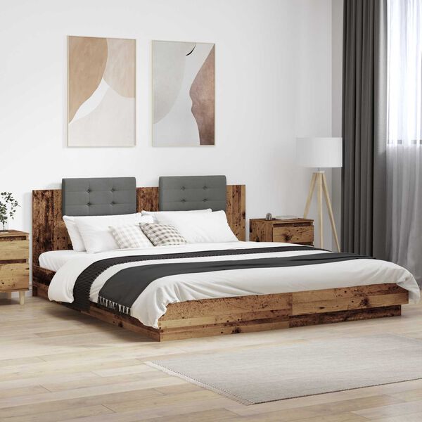vidaXL Struttura letto con testata Legno vecchio 200 x 200 cm