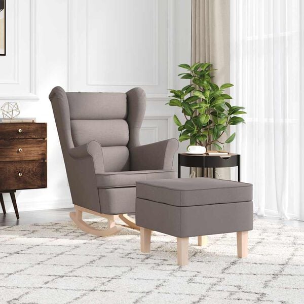 vidaXL Poltrona a Dondolo con Poggiapiedi Tortora in Tessuto