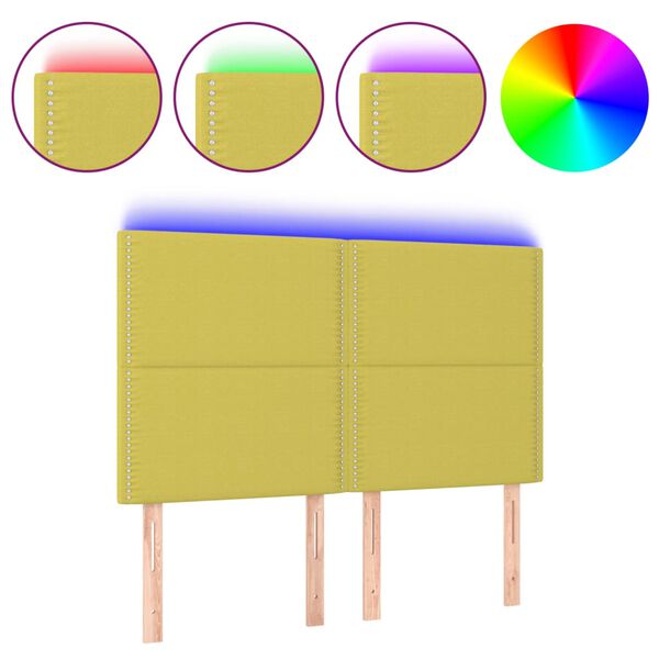 vidaXL Testiera a LED Verde 144x5x118/128 cm in Tessuto