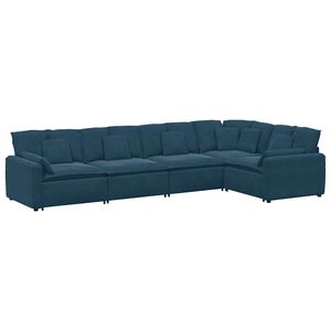 vidaXL Divano Modulare con Cuscini in Velluto Blu