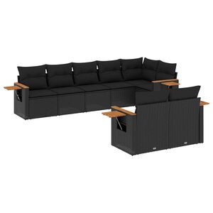 vidaXL Set Divani da Giardino con Cuscini 8 pz Nero in Polyrattan
