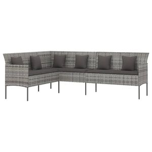 vidaXL Divano da Giardino a L con Cuscini Grigio in Polyrattan