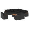 vidaXL Set Divani da Giardino 14pz con Cuscini in Polyrattan Nero
