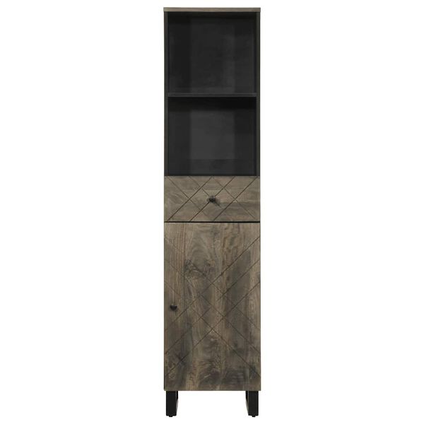 vidaXL Mobile da Bagno Nero 38x33x160 cm in Legno Massello di Mango
