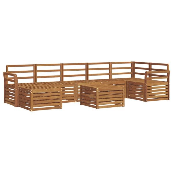 vidaXL Set divani 8 pcs Naturale Legno di Acacia Massello
