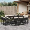 vidaXL Set da Pranzo da Giardino 11 pz con Cuscini in Polyrattan Nero