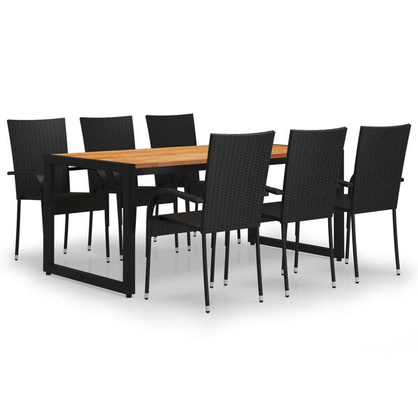 vidaXL Set Mobili da Pranzo per Giardino 7 pz Nero