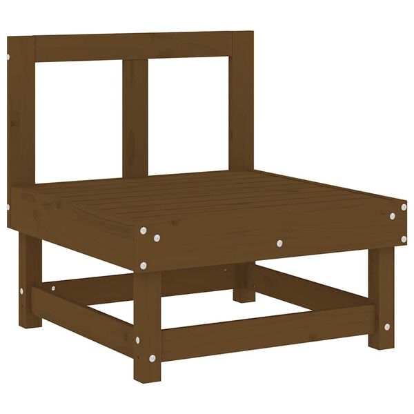 vidaXL Divano Centrale con Cuscini Marrone Ambra Legno Massello Pino