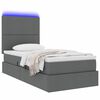 vidaXL Letto con contenitore e LED Grigio scuro 90 x 190 cm Poliestere