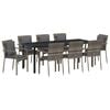 vidaXL Set da Pranzo per Giardino con cuscino 9 pcs Grigio polyrattan