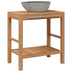 vidaXL Mobile Bagno in Massello di Teak con Lavabo in Pietra di Fiume