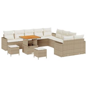 vidaXL Set Divano da Giardino con cuscino 13 pcs Beige polyrattan