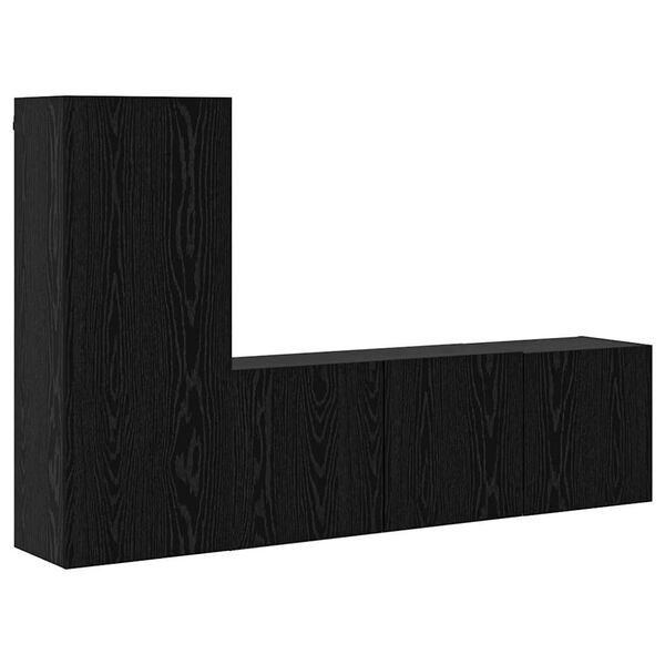 vidaXL Unit&agrave; TV da Parete 5 pcs Rovere Nero Legno multistrato