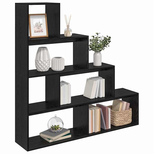 vidaXL Libreria divisoria Rovere Nero 143,5 x 29 x 143,5 cm