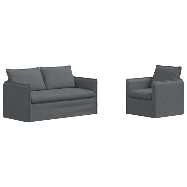 vidaXL Set di divani 2 pcs Grigio Scuro 156 x 82 x 85 cm Tessuto