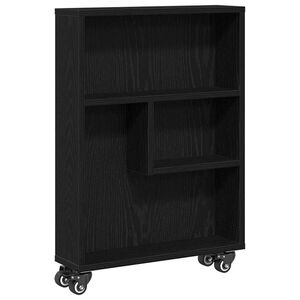 vidaXL Carrello di Stoccaggio Stretto Rovere Nero 48 x 13 x 68 cm