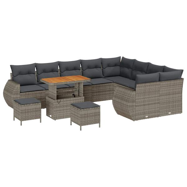 vidaXL Set Divano da Giardino 12 pcs Grigio polyrattan