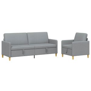 vidaXL Set di Divani con Storage 2 pz Grigio Chiaro Poliestere