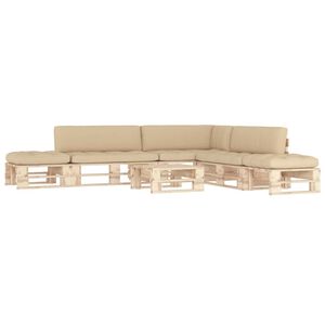 vidaXL Set Divani in Pallet con Cuscini 6 pz in Pino Impregnato