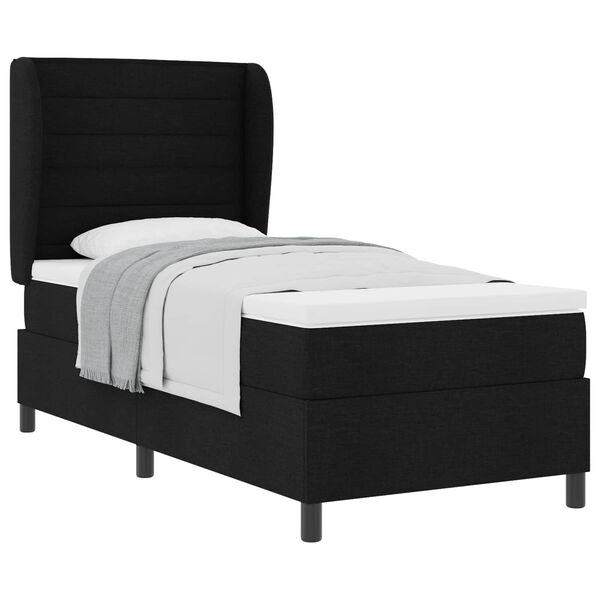 vidaXL Letto a molle con materasso Nero 90 x 190 cm Tessuto