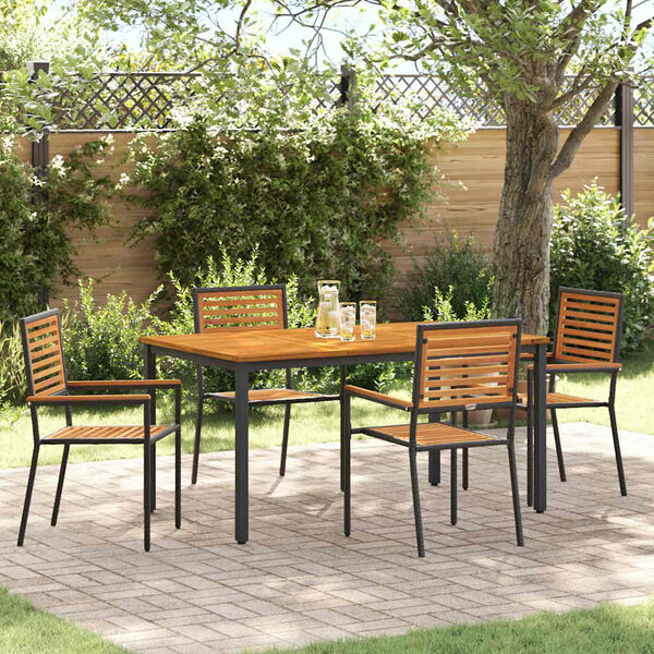 vidaXL Set da Pranzo per Giardino 5 pcs Nero e Marrone polyrattan