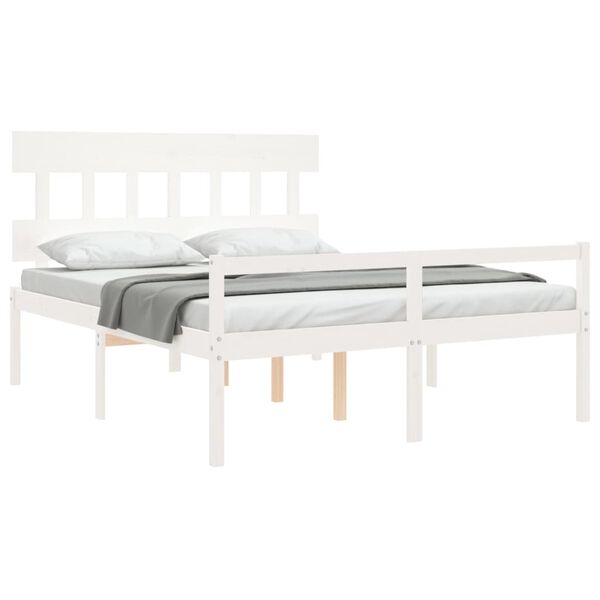 vidaXL Letto per Anziani con Testiera Bianco 160x200 cm Legno Massello