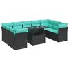 vidaXL Set Divani da Giardino 10 pz con Cuscini Polyrattan Acacia Nero