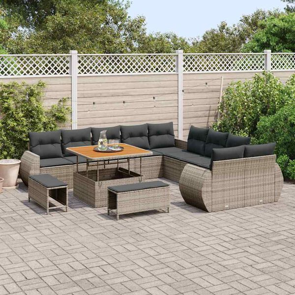 vidaXL Set Divano da Giardino con cuscino 13 pcs Grigio