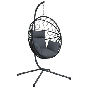 vidaXL Sedia a Uovo Sospesa con Supporto Antracite Polyrattan/Acciaio