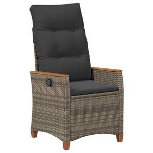 vidaXL Sedia da giardino reclinabile Grigio e Grigio Scuro polyrattan