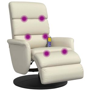 vidaXL Poltrona Reclinabile Massaggio con Poggiapiedi Crema Similpelle
