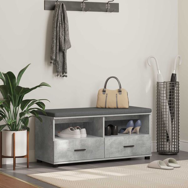 vidaXL Panca per ingresso con cuscino Grigio cemento 100 x 38 x 46 cm