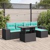 vidaXL Set Divano da Giardino 6 pz con Cuscini Nero Polyrattan Acacia