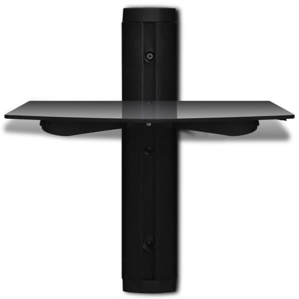 vidaXL Scaffale con 1 Mensola di Vetro a Muro per DVD Nero