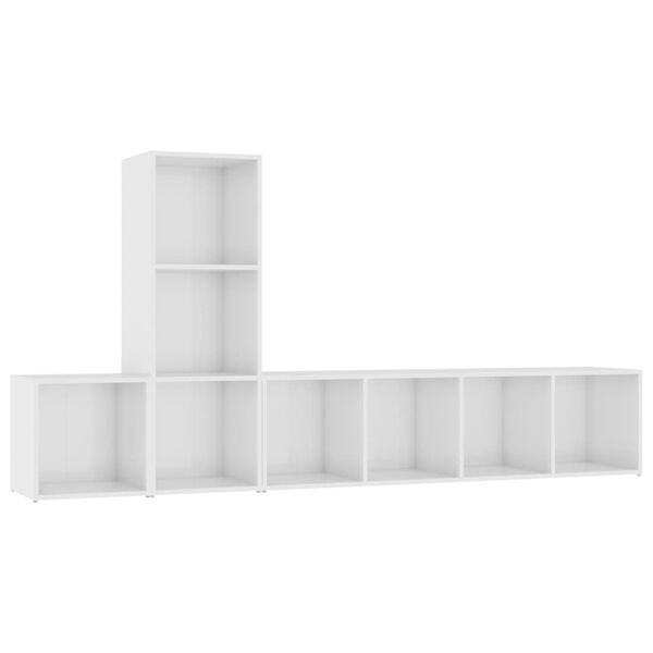 vidaXL Set Mobile TV 3 pz Bianco Lucido in Legno Multistrato