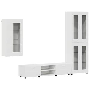 vidaXL Set mobile TV con porta FLORIN 3 pcs Bianco Legno multistrato