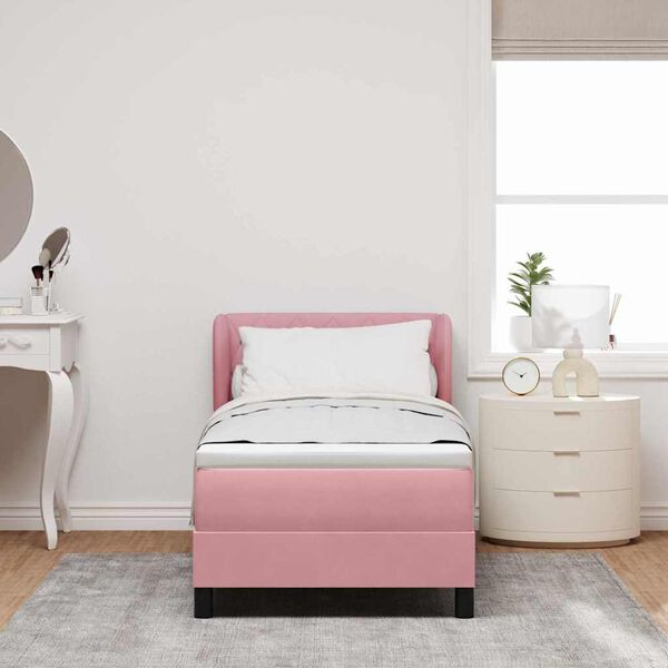 vidaXL Letto a molle con materasso Rosa 80 x 200 cm Velluto