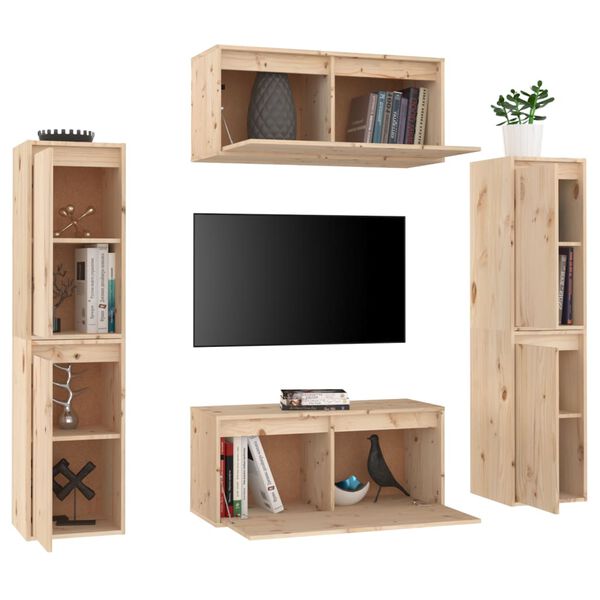 vidaXL Mobili Porta TV 6 pz in Legno Massello di Pino