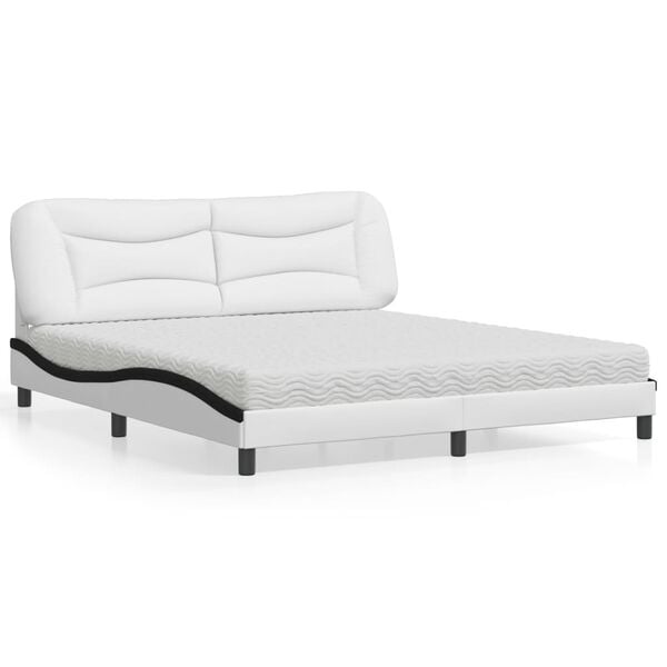 vidaXL Letto con Materasso Hvar Bianco e Nero 180x200cm Similpelle